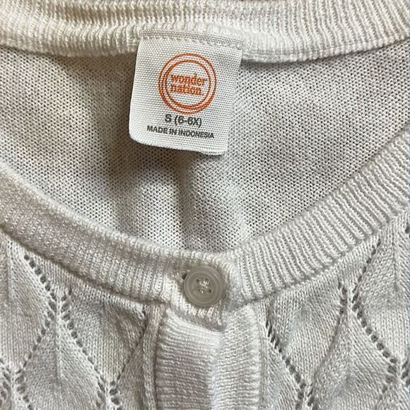 Wonder Nation Size 6 White Knit Cardigan Sweater cotton Neutral - Picture 3 of 6
